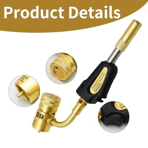 Torch Tips with Gas Self-Ignition, MAP-Pro/LP Gas, Adjustable Flame Knob Brass Tip 360¡Æ Swivel Tips, Gas Self Ignition Torch for Soldering Brazing Plumbing Welding