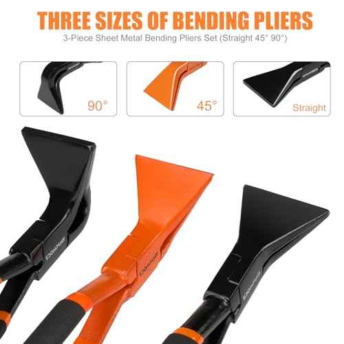 3-Piece Hand Seamers Sheet Metal Tools, Straight, 45¡Æand 90¡Æ Sheet Metal Bending Pliers, Sheet Metal Bender Set for Roof, HVAC, Workshop, DIY