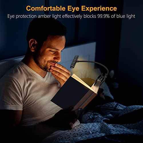 Gritin 19 LED Rechargeable Book Light for Reading in Bed with Memory Function- Eye Caring 3 Color Temperatures,Stepless Dimming Brightness,80 Hrs Runtime Lightweight Clip on Light for Book Lovers
