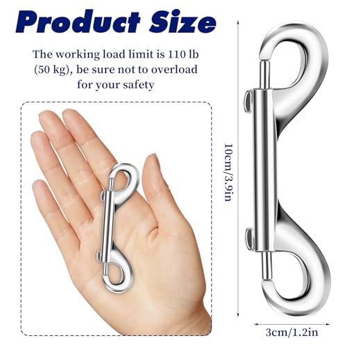 4 Inch Heavy Duty Double Ended Snap Hooks - Zinc Alloy Metal Clips for Pet Leashes, Horse Equipment, Buckets, and Keys - 15 Pack Meyeyaia