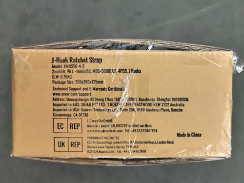 VEVOR Flat Hook Ratchet Straps (10PK), 10,000 lb Break Strength, 2" x 30' Heavy Duty Tie Down Straps, Track Spring Fittings, 3,333 Pound Working Load, for for Flatbed, Truck, Trailers Pickup
