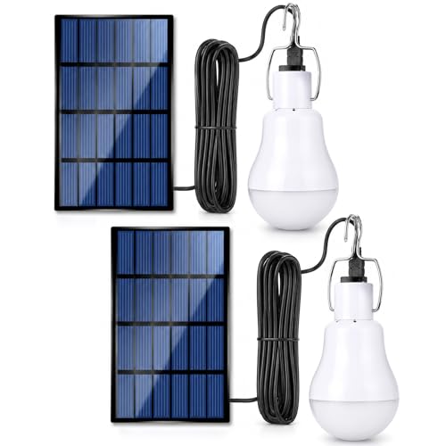 Lampelc Solar Rechargeable LED Light Bulbs with Manual ON/OFF - 2 Pack Indoor & Outdoor