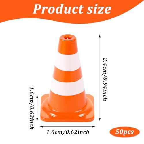 Mini Traffic Signs 50pcs Miniature Traffic Cones Barricades Signs Traffic Scene Roadblock Cones Road Sign Models Early Educational Cognitive Safety Cones for Street Signs Training Party Sports