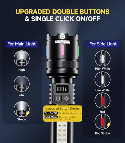 Esgreen 2 Pack Rechargeable LED Flashlights High Lumens 90000, Compact, 6 Inch, Emergency & Camping