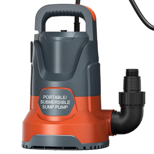 PANRANO 1.5HP Submersible Water Pump - Orange, 5600GPH Electric Sump Pump