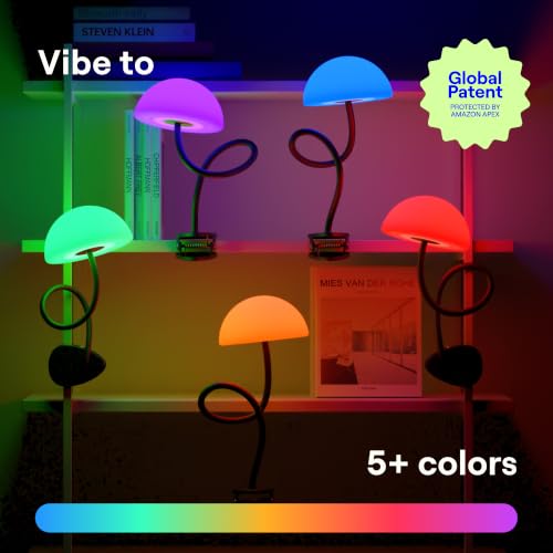 Smallish White Shroommate Dorm Bed Light Clip-On Night Lamp - Adjustable & Multi-Color