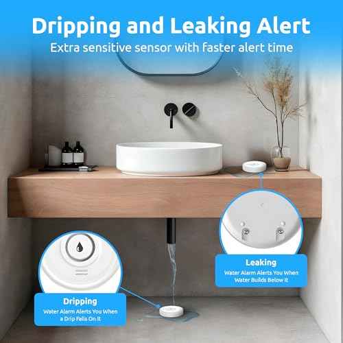 Drip Defender Pro Water Sensor | Wi-Fi Water Leak Detector for Home with 100dB Alarm, High Sensitivity, IP66 Waterproof, Easy Installation, Smart Moisture Alarm for Kitchens, Basements, and Bathrooms