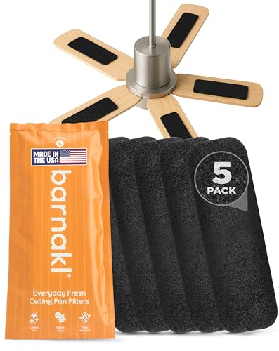 Barnakl 5 Pack Ceiling Fan Air Purifier Carbon Filters for Blades - Odorless, Easy Install
