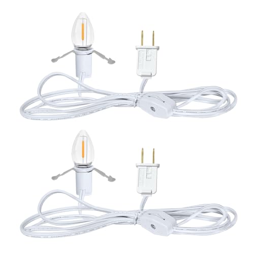 NETEHA 2 Pack 6ft White C7 LED Bulb Holiday Decorative Light Cord