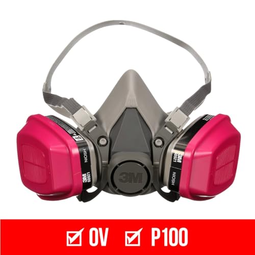 3M P100/OV Odor & Particulate Respirator Medium - Reusable Face Mask with Organic Vapor Cartridge - Model 65021, NIOSH-Approved