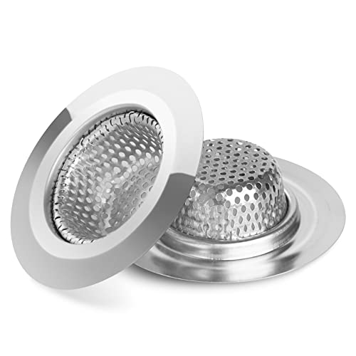Stainless Steel Bathtub Drain Strainer Hair Catcher 2 Pack - Universal Fit