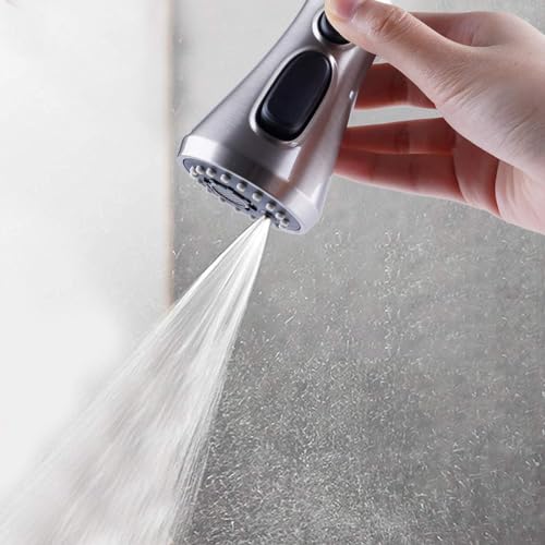 Hibbent 2.5GPM Kitchen Faucet Spray Head with 3 Modes, Brushed Nickel, 15 Adapters