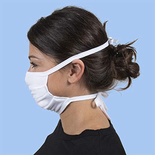 Gildan Unisex-Adult Reusable 3-Layer Tie On Cotton Face Mask (48 Pack)