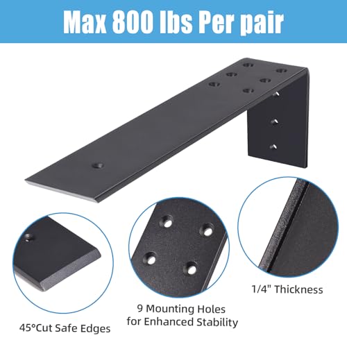 WEKIS 10 Inch L Shape Heavy Duty Countertop Support Brackets 3 Pack - Hidden Steel Shelving Hardware for Granite and Quartz Countertops