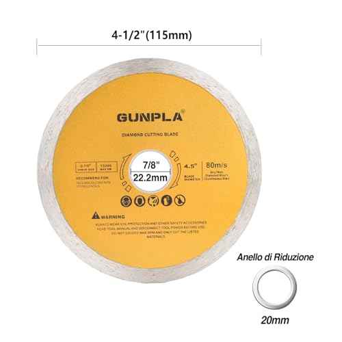 Gunpla 3 Pieces 4-1/2 inch Diamond Cutting Blade Continuous Segmented Turbo Rim Dry Wet Circular Saw Cutter Angle Grinder Disc 7/8 inch Arbor with Reducing Ring 5/8 inch for Tile Masonry