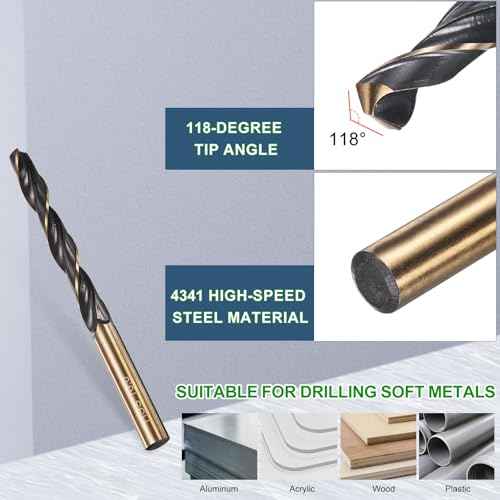 METALLIXITY Drill Bit (10mm) 1Pcs, 4341 High-Speed Steel Straight Shank 118¡Æ Black and Gold Finish for Copper Aluminum Wood Plastic Medium Hard Metal