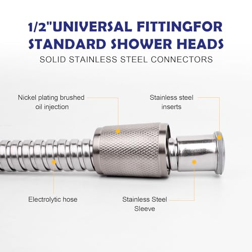 90 Inch Stainless Steel Shower Hose - Brushed Nickel Finish, Extra-Long Handheld Shower Replacement, Rivix