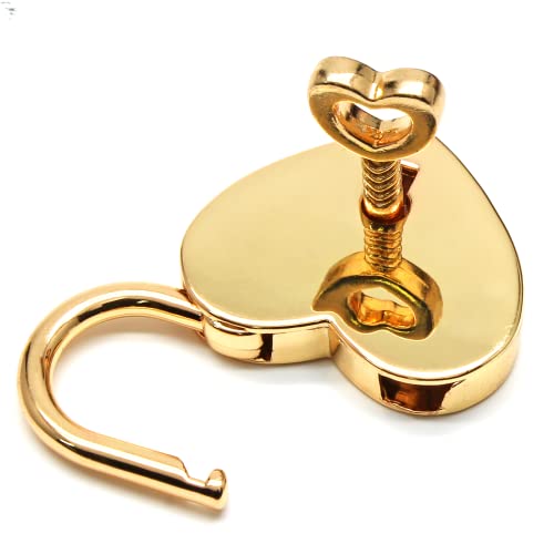 Waziaqoc 2PCS Heart Shaped Padlocks, Small Gold Padlock with Keys Metal Decorative Locks for Jewelry Box Storage Box Diary Mini Bags