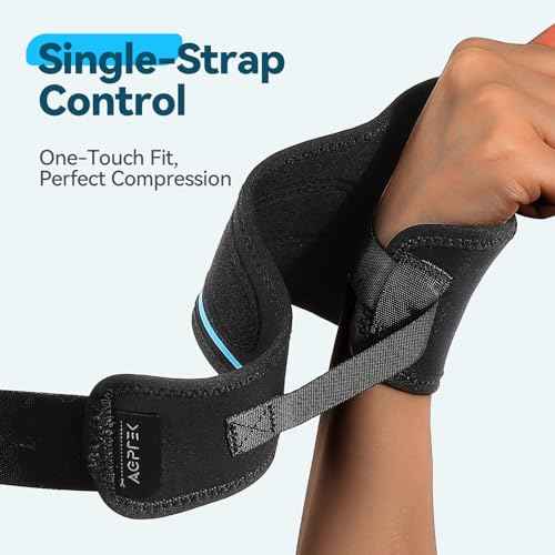 AGPTEK Wrist Hand Brace for Mild Carpal Tunnel Syndrome Arthritis Tendonitis Pain Relief, Adjustable Wrist Support for Weightlifting, Gym, Wrok, Sports, Daily Use- Right Hand