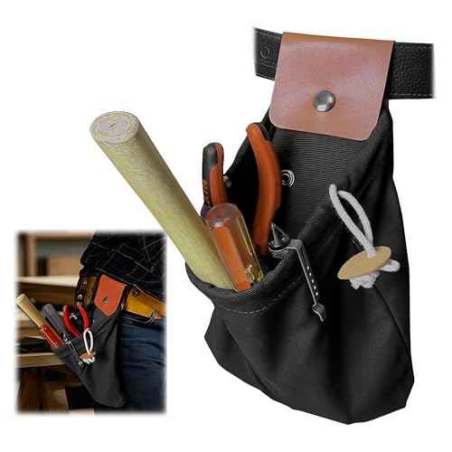 Tool Pouch with Belt Clip-On and Loop,Small Utility Pocket Organizer for Tools Nails Screws, Durable Canvas Work Bag for Electrician Plumber Carpenter