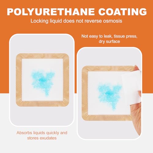 Silicone Foam Wound Dressing 6x6 Inch - 10 Pack, Gentle Border, Waterproof & Absorbent