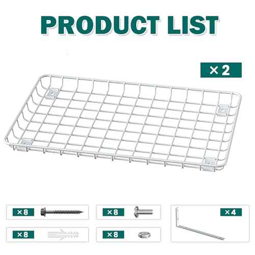 EVERHANGER Garage Wall Shelves 12x18 Inch, Wall Mounted Storage Shelf, Metal Shelf Rack, Heavy-Duty Shelf Organizer 2 Pack, White