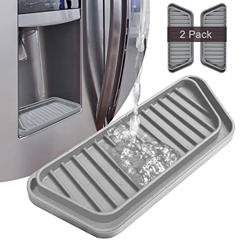KindGa 2 Pack Refrigerator Drip Tray - Rectangular Grey, 8.2 x 3.1 / 7.4 x 2.8 in