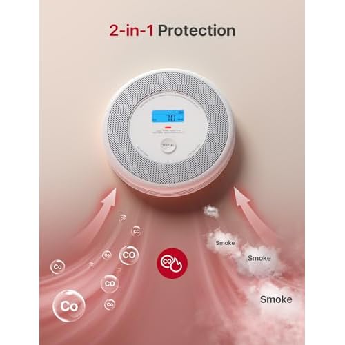 X-Sense Combination Smoke and Carbon Monoxide Detector with Voice Alerts, Smoke Detector Carbon Monoxide Detector Combo with Replaceable Battery, XP0A-SR, 1-Pack