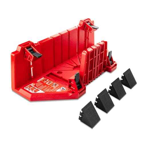 HAUTMEC 14 Inch Clamping Miter Box with Adjustable Jaw & 4 Anti-Slip Clamps, Heavy Duty ABS Mitre Saw Box with 22.5¡Æ, 45¡Æ, 90¡Æ Cutting Angles for Woodworking, Trim, Frames, DIY Projects ? HTHDM25036