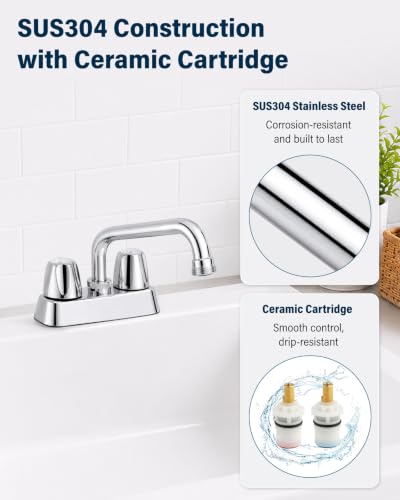 4-Inch Centerset Utility Sink Faucet with 3/4-Inch Spout Thread, Chrome