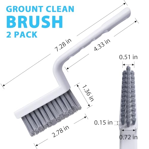 Lumkew V Shape Grout Cleaning Brush Set - 2 pcs Stiff Tile & Bathroom Scrub Brushes