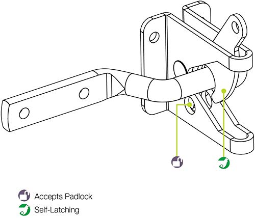 Heavy Duty Gate Latch Kit with Handles & Hinges for Wooden Fence - Black