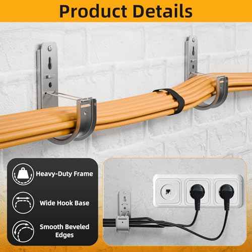 50 Pack Wall Mount J Hook with Retainer Clip,Galvanized Steel J Hooks for Cable Management,J-Hook for Hanging Cable & Wire Support Ceiling Mount to Ceilings Beams - 2 Inch