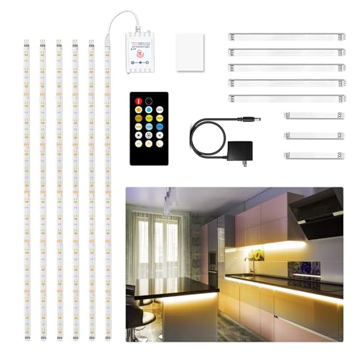 DAYBETTER 9.8ft Dimmable Under Cabinet LED Lights with Remote, Warm to Daylight White