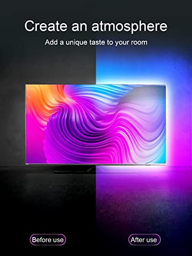 KANTUTOE Multicolor 16.4FT LED TV Backlight Strip for 45-75 Inch Smart TVs with Bluetooth App & Music Sync