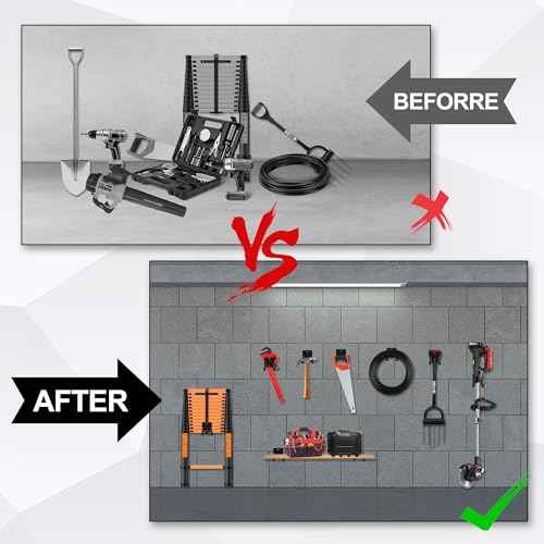 14 Inches Extra Large Garage Hooks, 4Pcs Heavy Duty Garage Wall Mount Organizer, Tool Hanger Long Utility Storage Hooks for Hanging Tire, Chair, Ladder, Garden Tools, Strollers and More