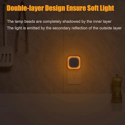 YUNLEX Amber Night Light Plug-in Wall Dimmable Eye-Care Glow for Kids