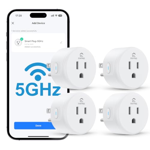 EIGHTREE 5GHz WiFi Smart Plug 15A - 4 Pack, Compatible with Alexa & Google