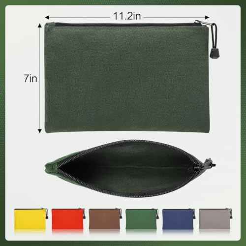 ANPHSIN 6 Pack Canvas Tool Bags Pouches - 11.2''x 7'' Heavy Duty Zipper Pouch Set, Multipurpose Small Tools Storage Organizer with Dependable Zipper