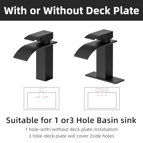 Ryuwanku Waterfall Bathroom Faucet Matte Black Stainless Steel 1-Handle