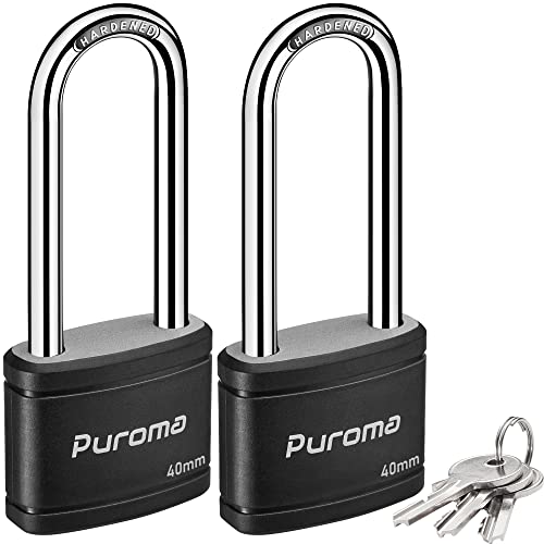 Puroma 2.5 Inch Keyed Padlock Set with 3 Keys, Durable Lock for Gym Locker & Gate