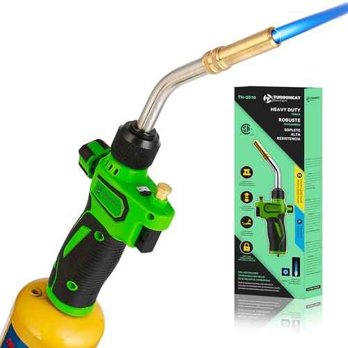 High-Intensity Turbo Torch Head with Auto-Igniter - for Propane/MAPP Gas (Cylinder Not Included) - with Rubber Grip for Soldering, Brazing, Welding