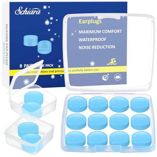 Ear Plugs for Sleeping, 16 Moldable Noise Cancelling Silicone Earplugs for Swimming, Snoring, Sleep and Studying, Blue
