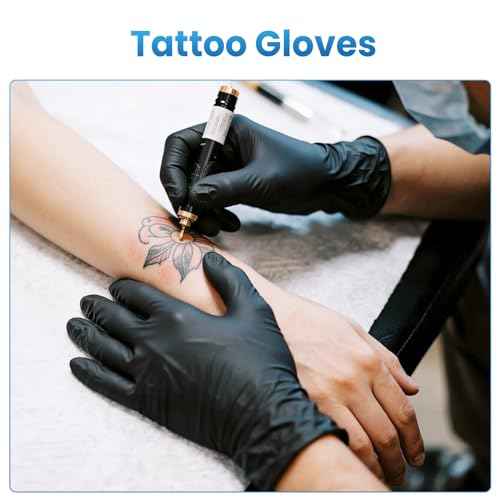 Borje Nitrile Gloves Large, 6 Mil 100 Count Disposable Gloves, Black, Latex & Powder-Free, Medical Exam, Food Safe, Cooking, Mechanic, Automotive