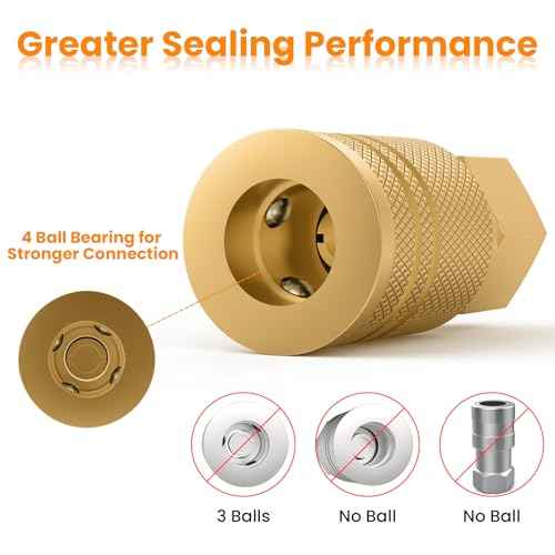 1/4 Inch Brass Female Industrial Coupler, 1/4'' NPT Air Hose Fittings, Quick Connector Air Coupler for Auto Shop, 2 Pack