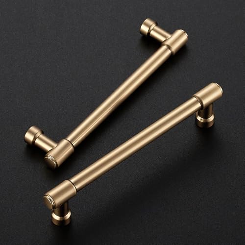 JOY DECOR 5 Inch Champagne Bronze Cabinet Handles 10 Pack - Modern Pulls with 5-In Center