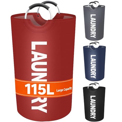 Vivicreate 115L Tall Collapsible Laundry Basket with Aluminum Handles - RED