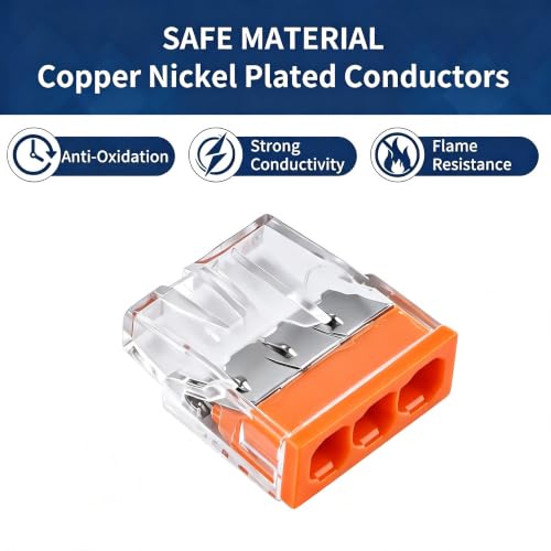 JINHconnect 3-Conductor Wire Connectors Kit 100pcs Push-In Nuts for 18-13 AWG Wiring