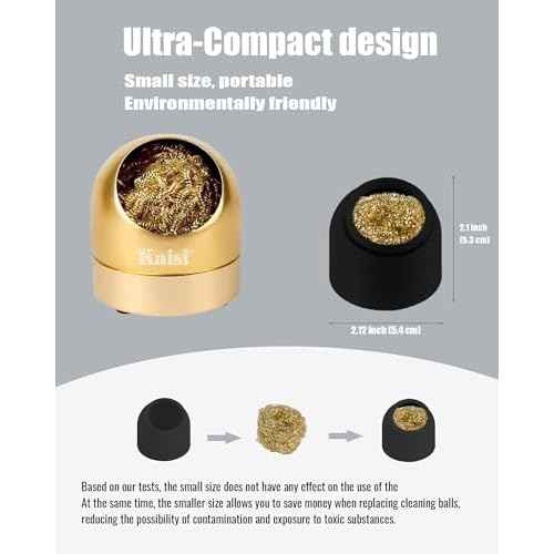 Kaisi Soldering Iron Tip Cleaner,Non-slip Silicone Holder Solder Brass Tip Cleaner Kit for Cleaning Soldering Stations,Soldering Irons Tips,With 3 solder sponge Brass Cleanr Balls (Black)