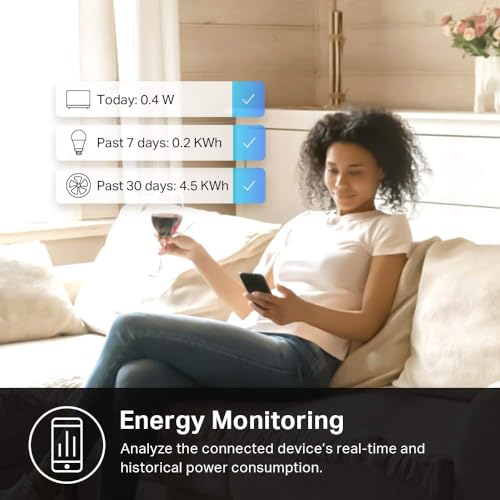 Kasa Smart Wi-Fi Plug Mini with Energy Monitoring, KP115 - Voice Control